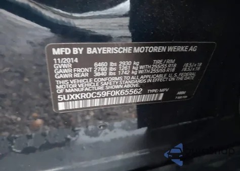 2015 BMW X5 xDrive35I z USA, uszkodzony, nr VIN 5UXKR0C59F0K65562